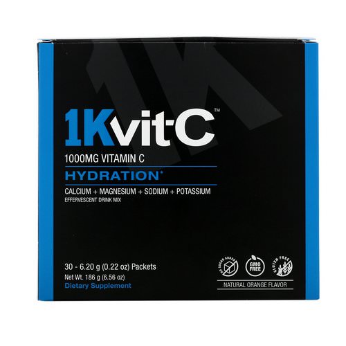 1Kvit-C, Vitamin C, Hydration, Effervescent Drink Mix, Natural Orange Flavor, 1,000 mg, 30 Packets, 0.22 oz (6.20 g) Each Review