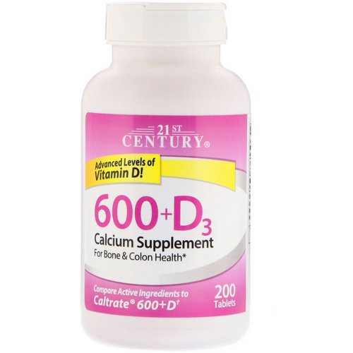 21st Century, 600+D3, Calcium Supplement, 200 Tablets Review