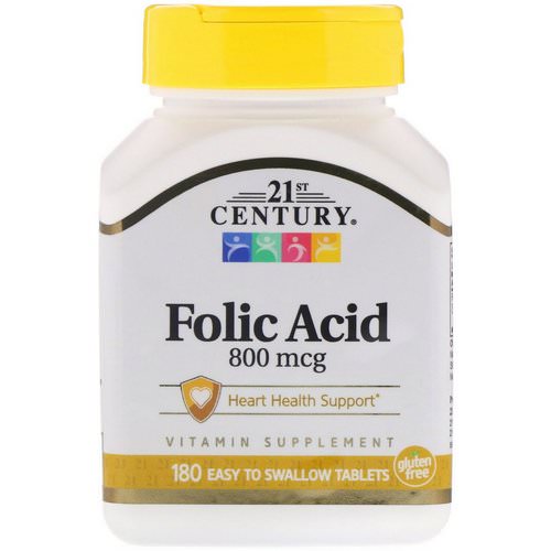 21st Century, Folic Acid, 800 mcg, 180 Easy to Swallow Tablets Review