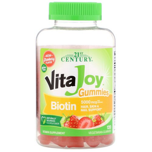 21st Century, VitaJoy Biotin Gummies, Strawberry Flavor, 5,000 mcg, 120 Vegetarian Gummies Review