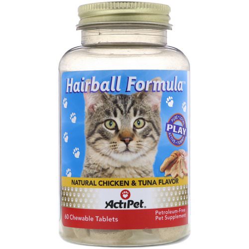 Actipet, Hairball Formula, Natural Chicken & Tuna Flavor, 60 Chewable Tablets Review