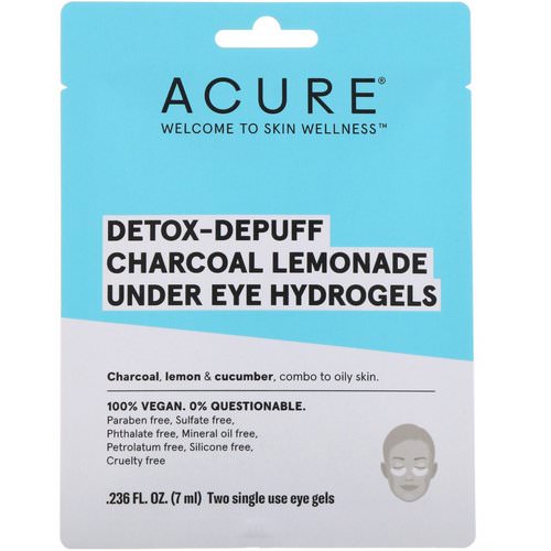 Acure, Detox-Depuff, Charcoal Lemonade Under Eye Hydrogels, 2 Single Use Eye Gels, 0.236 fl oz (7 ml) Review