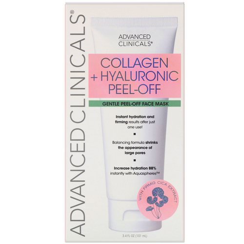 Advanced Clinicals, Collagen + Hyaluronic Peel-Off, Gentle Peel-Off Face Mask, 3.4 fl oz (101 ml) Review