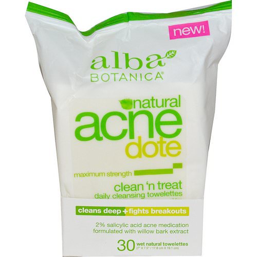 Alba Botanica, Acne Dote, Daily Cleansing Towelettes, Oil Free, 30 Wet Towelettes Review