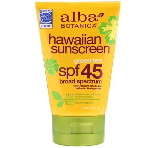 Alba Botanica, Natural Hawaiian Sunscreen, SPF 45, 4 oz (113 g) Review
