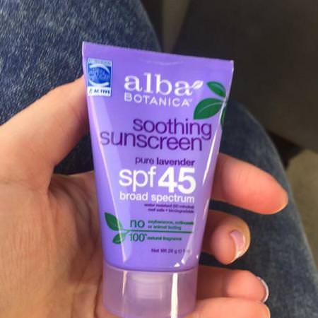 Alba Botanica, Soothing Sunscreen, SPF 45, Pure Lavender, 1 oz (28 g) Review
