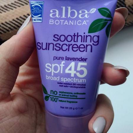 Alba Botanica, Soothing Sunscreen, SPF 45, Pure Lavender, 113 g (4 oz) Review