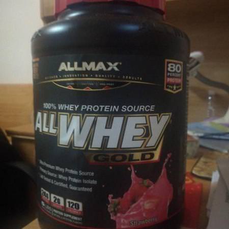 ALLMAX Nutrition, AllWhey Gold, 100% Whey Protein + Premium Whey Protein Isolate, Strawberry, 2 lbs (907 g) Review