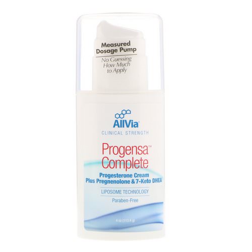 AllVia, Progensa Complete, Progesterone Cream Plus Pregnenolone & 7-Keto DHEA, 4 fl oz (113.4 g) Review