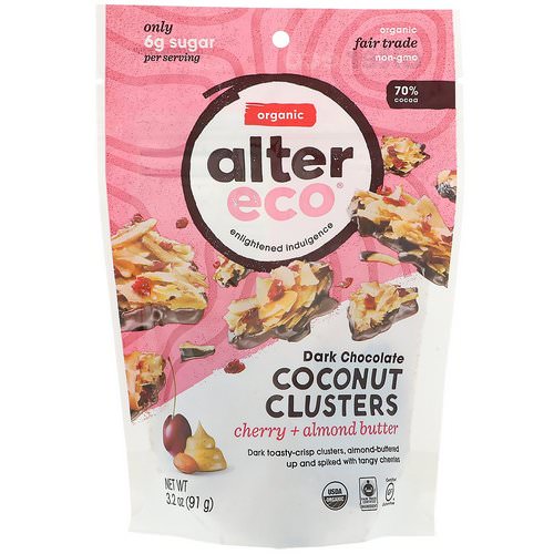 Alter Eco, Dark Chocolate Coconut Clusters, Cherry + Almond Butter, 3.2 oz (91 g) Review