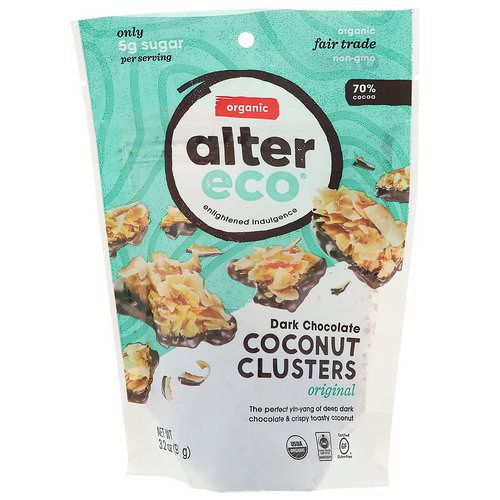 Alter Eco, Dark Chocolate Coconut Clusters, Original, 3.2 oz (91 g) Review