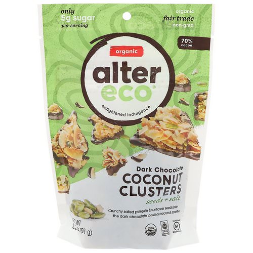 Alter Eco, Dark Chocolate Coconut Clusters, Seeds + Salt, 3.2 oz (91 g) Review