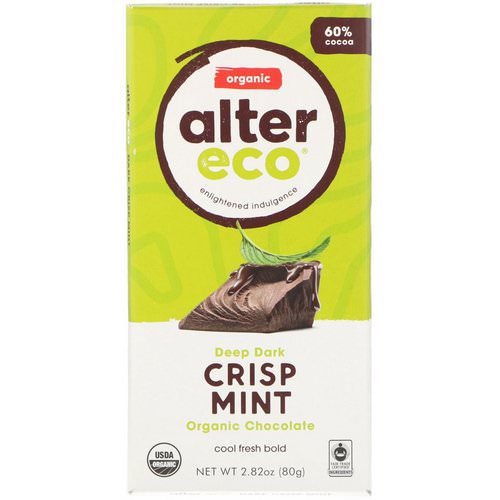 Alter Eco, Organic Chocolate Bar, Deep Dark Crisp Mint, 2.82 oz (80 g) Review