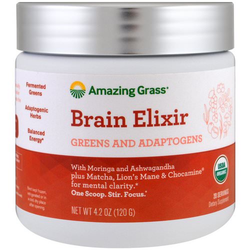 Amazing Grass, Brain Elixir, Greens And Adaptogens, 4.2 oz (120 g) Review