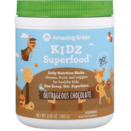 Amazing Grass, Kidz Superfood, Outrageous Chocolate, 6.35 oz (180 g) Review