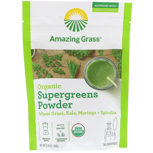 Amazing Grass, Organic SuperGreens Powder, 5.29 oz (150 g) Review