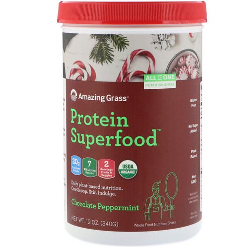 Amazing Grass, Protein Superfood, Holiday Chocolate Peppermint, 12 oz (340 g) Review