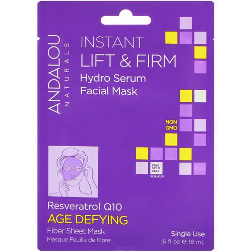 Andalou Naturals, Instant Lift & Firm, Hydro Serum Facial Mask, Age Defying, 1 Single Use Fiber Sheet Mask, .6 fl oz (18 ml) Review