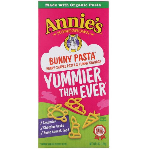 Annie's Homegrown, Bunny Pasta, Bunny Shaped Pasta & Yummy Cheddar, 6 oz (170 g) Review