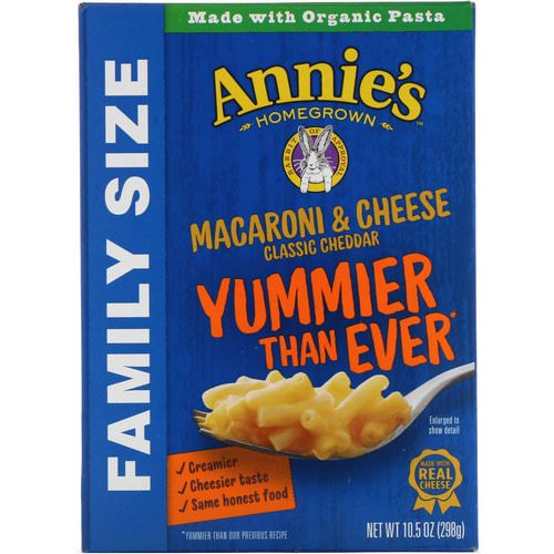 Annie's Homegrown, Macaroni & Cheese, Family Size, Classic Cheddar, 10.5 oz (298 g) Review