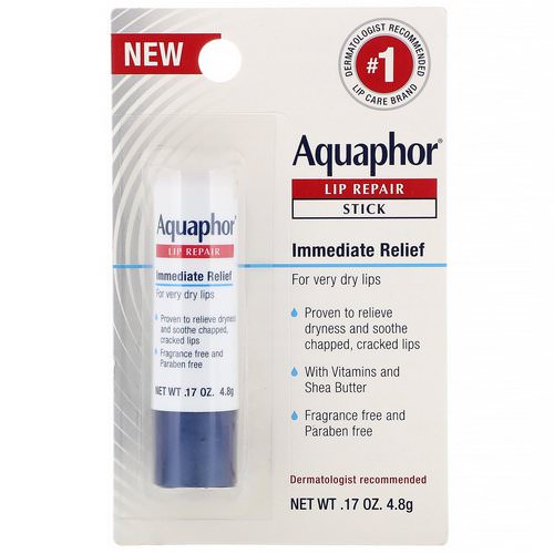 Aquaphor, Lip Repair, Stick, Immediate Relief, Fragrance Free, 1 Stick, .17 oz (4.8 g) Review