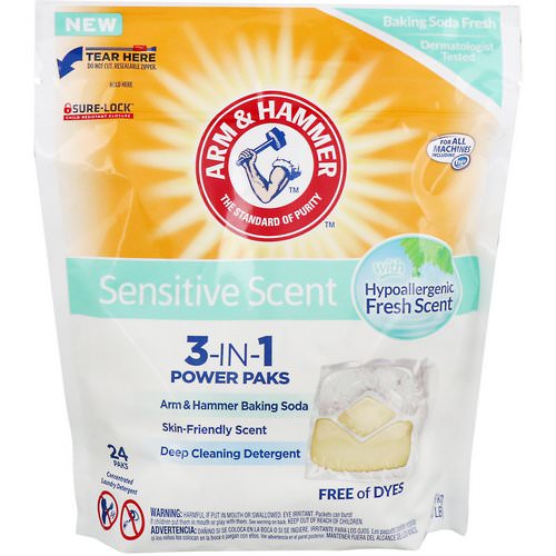 Arm & Hammer, Sensitive Skin 3-IN-1 Power Paks Laundry Detergent, Fresh Scent, 24 Paks Review