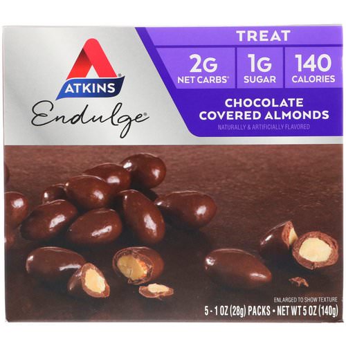 Atkins, Endulge, Chocolate Covered Almonds, 5 Packs, 1 oz (28 g) Each Review