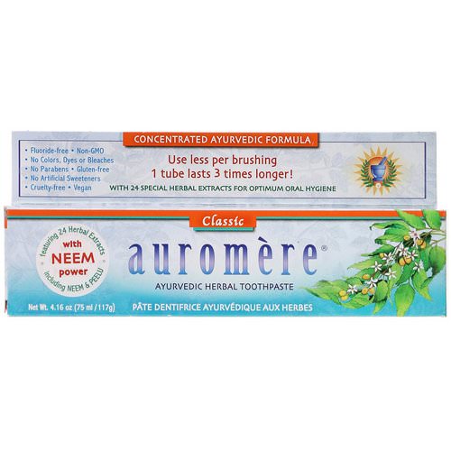 Auromere, Ayurvedic Herbal Toothpaste, Classic, 4.16 oz (117 g) Review