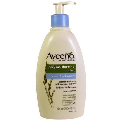 Aveeno, Active Naturals, Daily Moisturizing Lotion, Sheer Hydration, Fragrance Free, 12 fl oz (350 ml) Review
