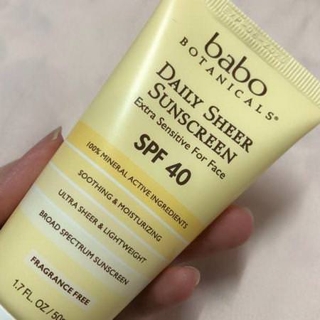 Babo Botanicals, Daily Sheer Mineral Sunscreen, SPF 40, 1.7 fl oz (50 ml) Review