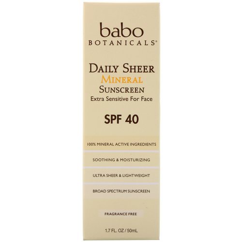 Babo Botanicals, Daily Sheer Mineral Sunscreen, SPF 40, 1.7 fl oz (50 ml) Review
