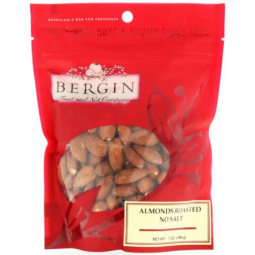 Bergin Fruit and Nut Company, Almonds Roasted, No Salt, 7 oz (198 g) Review