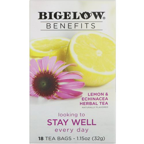 Bigelow, Benefits, Stay Well, Lemon & Echinacea Herbal Tea, 18 Tea Bags, 1.15 oz (32 g) Review