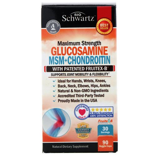 BioSchwartz, Maximum Strength, Glucosamine MSM+Chondroitin with Patented Fruitex-B, 90 Veggie Caps Review