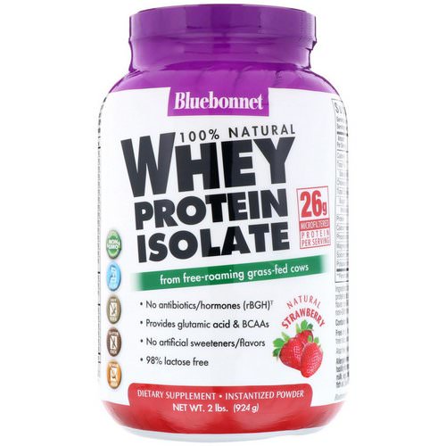 Bluebonnet Nutrition, 100% Natural, Whey Protein Isolate, Natural Strawberry, 2 lb (924 g) Review