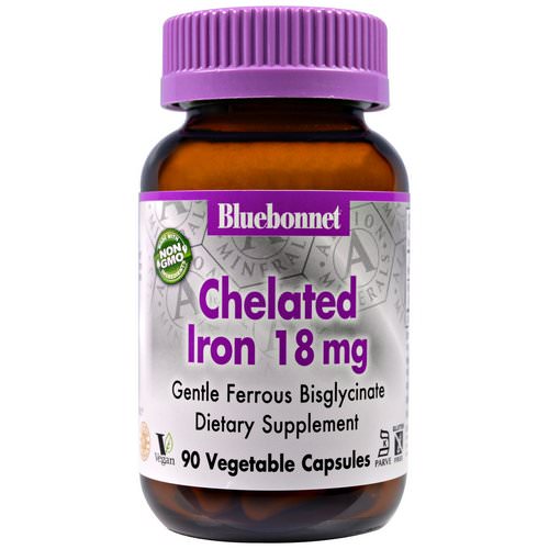 Bluebonnet Nutrition, Chelated Iron, 18 mg, 90 Veggie Caps Review