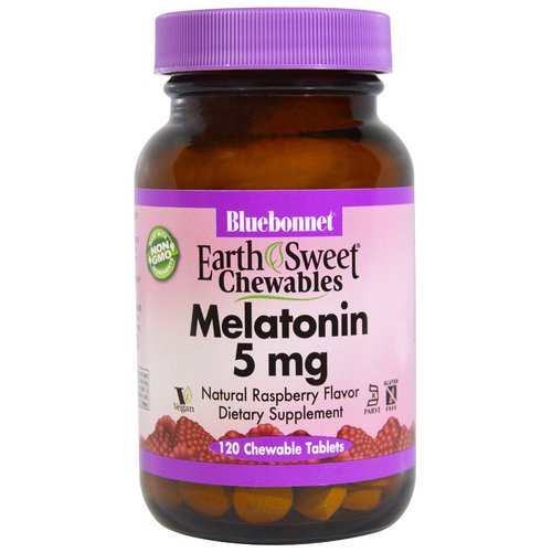 Bluebonnet Nutrition, Earth Sweet Chewables, Melatonin, Natural Raspberry Flavor, 5 mg, 120 Chewable Tablets Review
