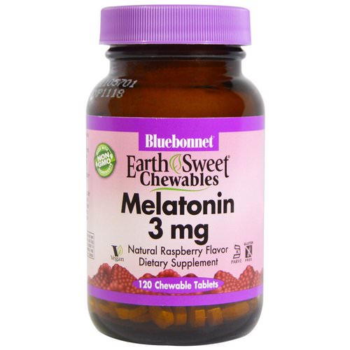Bluebonnet Nutrition, EarthSweet Chewables, Melatonin, Natural Raspberry Flavor, 3 mg, 120 Chewable Tablets Review