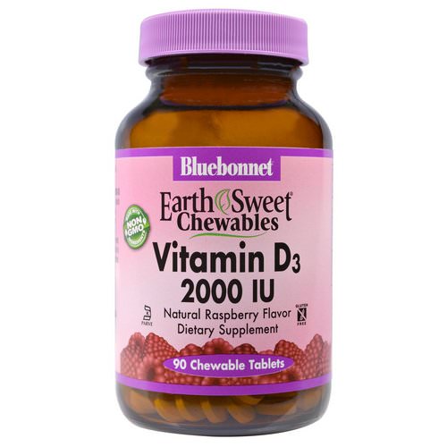 Bluebonnet Nutrition, EarthSweet Chewables, Vitamin D3, Natural Raspberry Flavor, 2,000 IU, 90 Chewable Tablets Review