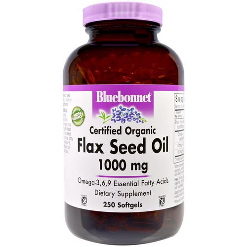 Bluebonnet Nutrition, Flax Seed Oil, Certified Organic, 1000 mg, 250 Softgels Review