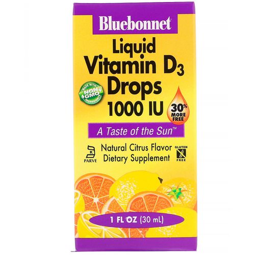 Bluebonnet Nutrition, Liquid Vitamin D3 Drops, Natural Citrus Flavor, 1,000 IU, 1 fl oz (30 ml) Review