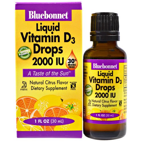 Bluebonnet Nutrition, Liquid Vitamin D3 Drops, Natural Citrus Flavor, 2,000 IU, 1 fl oz (30 ml) Review