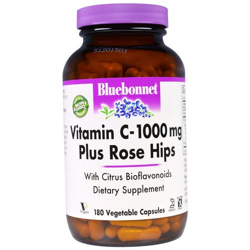 Bluebonnet Nutrition, Vitamin C - 1000 mg Plus Rose Hips, 180 Veggie Caps Review