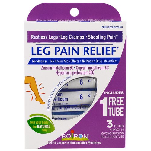 Boiron, Leg Pain Relief, 3 Tubes, 80 Quick-Dissolving Pellets Each Review