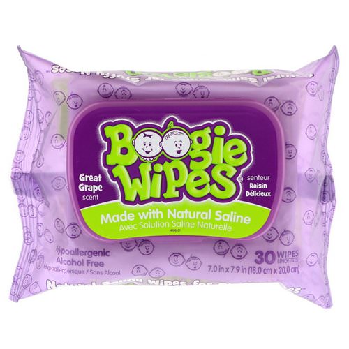 Boogie Wipes, Natural Saline Wipes for Stuffy Noses, Great Grape Scent, 30 Wipes Review