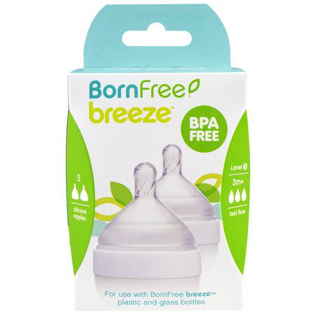 2 Born Free Breeze Glass Baby Feeding Bottles BPA Free NEW 