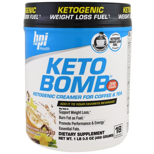 BPI Sports, Keto Bomb, Ketogenic Creamer For Coffee & Tea, French Vanilla Latte, 1 lbs 0.5 oz (468 g) Review