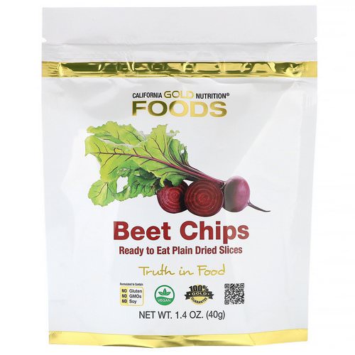 California Gold Nutrition, Beet Chips, Ready to Eat Plain Dried Slices, 1.4 oz (40g) Review