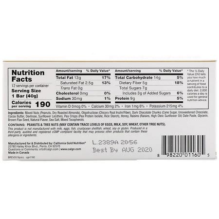 California Gold Nutrition CGN, Snack Bars, Plant Based Protein Bars