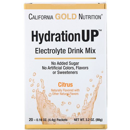 California Gold Nutrition, HydrationUP, Electrolyte Drink Mix, Citrus, 20 Packets, 0.16 oz (4.4 g) Each Review
